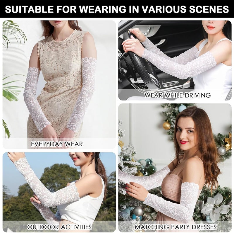 RainFlowwer Lace Arm Sleeves For Women Wedding Sleeve, Floral Long Fingerless Lace Gloves for Bridal Party Prom Costume - Image 5